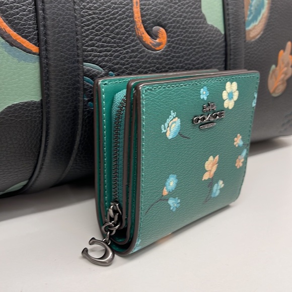 Coach Bags Coach C873 Snap Wallet With Mystical Floral Print Green